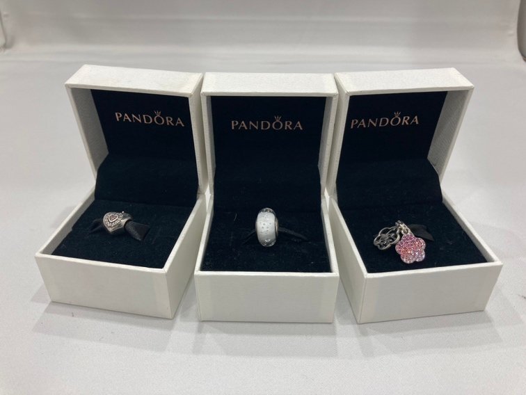 キングラム[63] パンドラ PANDORA シルバーアクセサリー シルバーチャーム 3点 まとめ 中古 送料無料