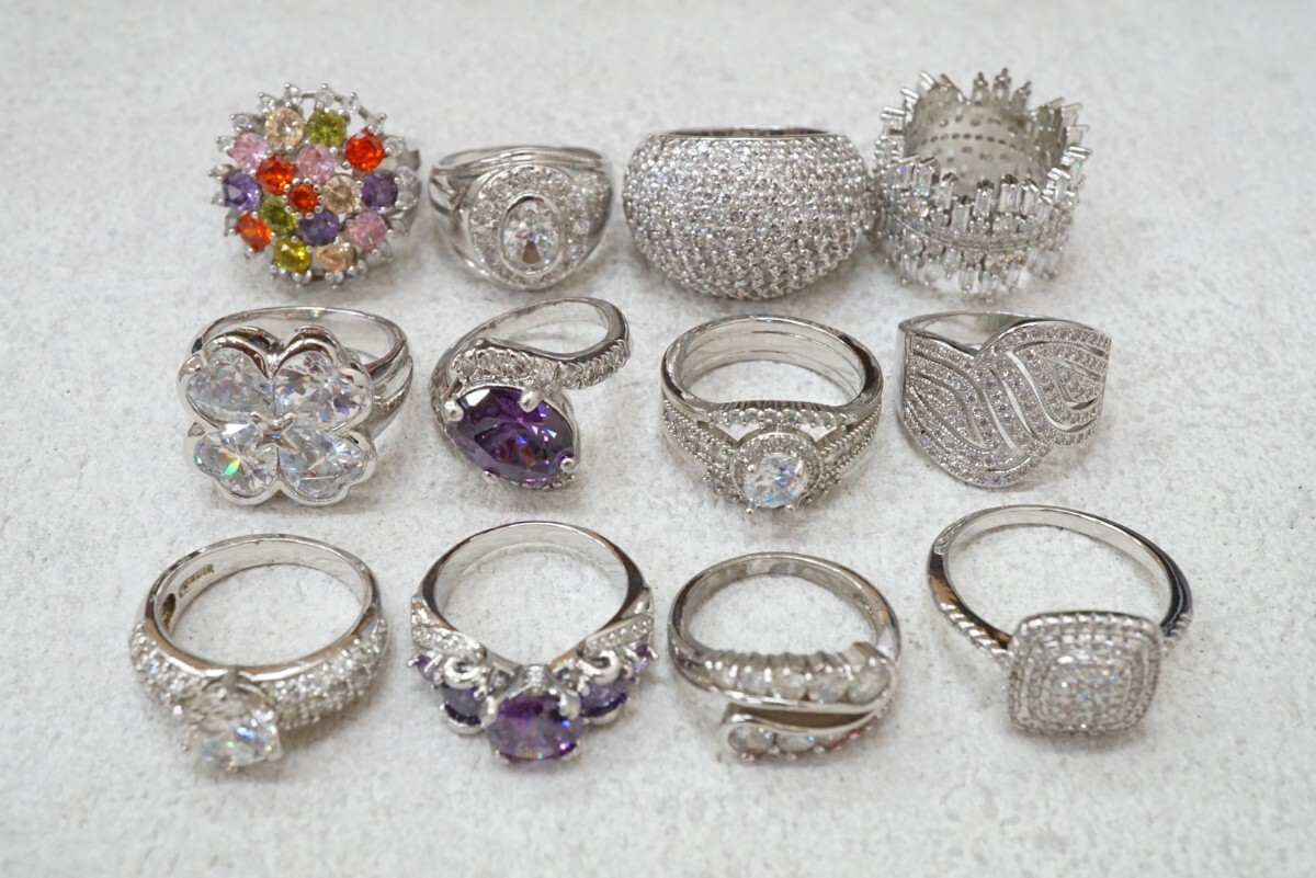 C883 キュービックジルコニア CZ ジルコニア リング 指輪 12点 ヴィンテージ アクセサリー 大量 まとめて おまとめ まとめ売り
