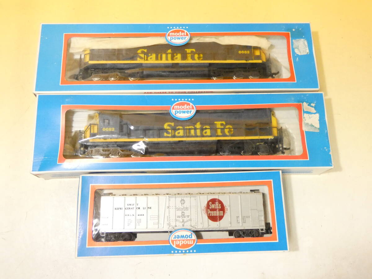 【ジャンク扱い】HOゲージ　海外車両　Model Power　ALCO Santa Fe　BOX CAR　　まとめて3両セット　【鉄道模型】J5　S703