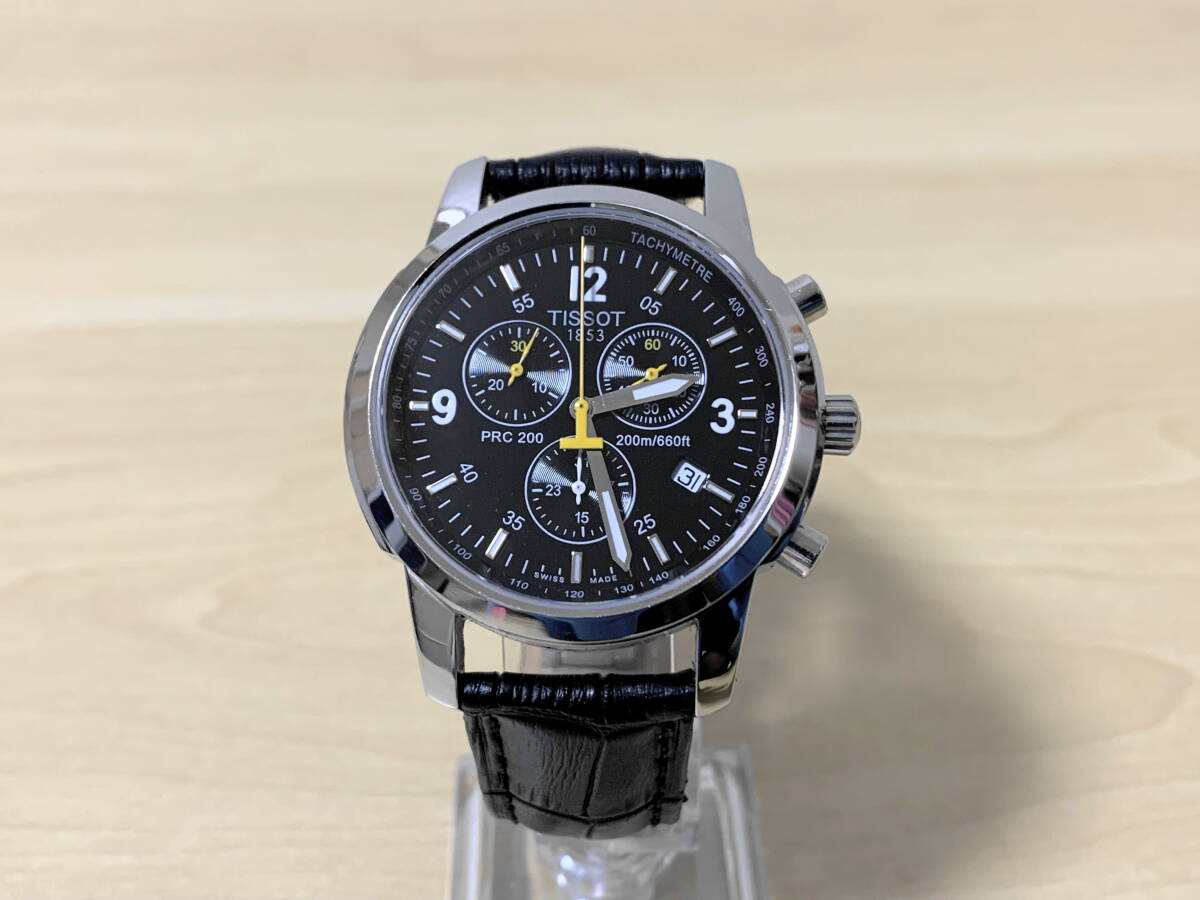 TISSOT 1853 ティソ PRC200 T461 ブラック 文字盤 クォーツ 腕時計 QZ デイト 動作未確認 #02387