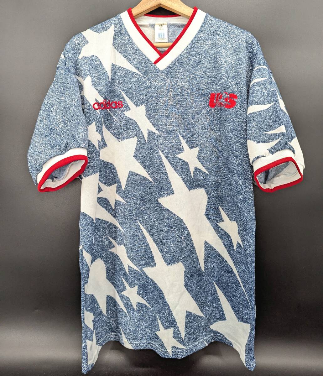 4662C 送料185円♪ 美品 ヴィンテージ 94年 ADIDAS アディダス サッカー アメリカ代表 USA UK製 ユニフォーム サッカーシャツ 42/44