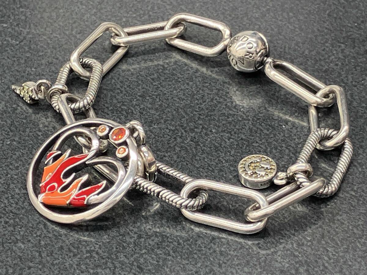 PANDORA パンドラ 925 シルバー ファイアンサイドメダリオン 腕周り約14cm 18.0g ブレスレット アクセサリー ブランドアクセサリー