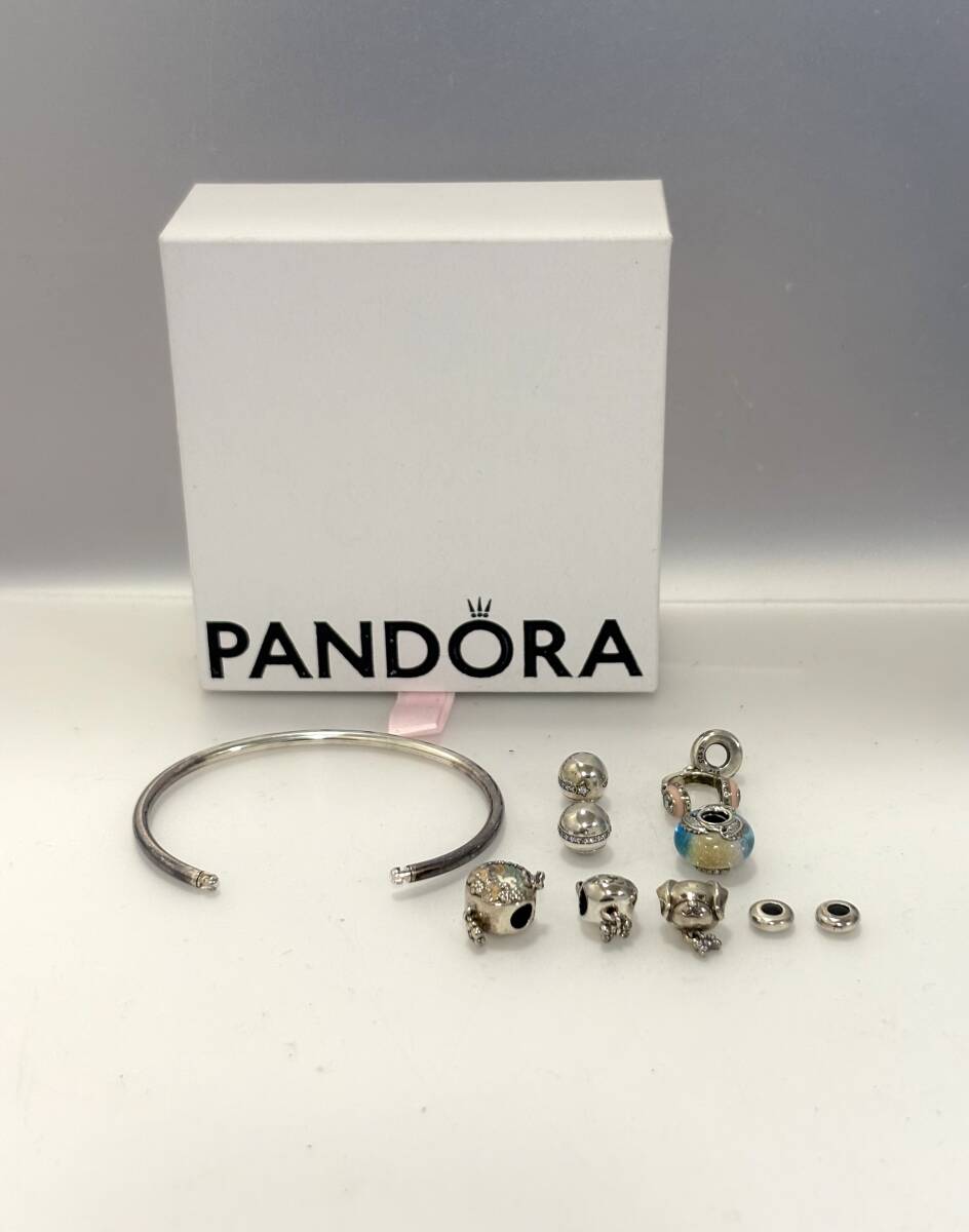 AH3891 PANDORA パンドラ ブレスレット バングル SV925 総重量27.1g 9点 シルバー 銀 チャームパーツ アクセサリー 中古品 