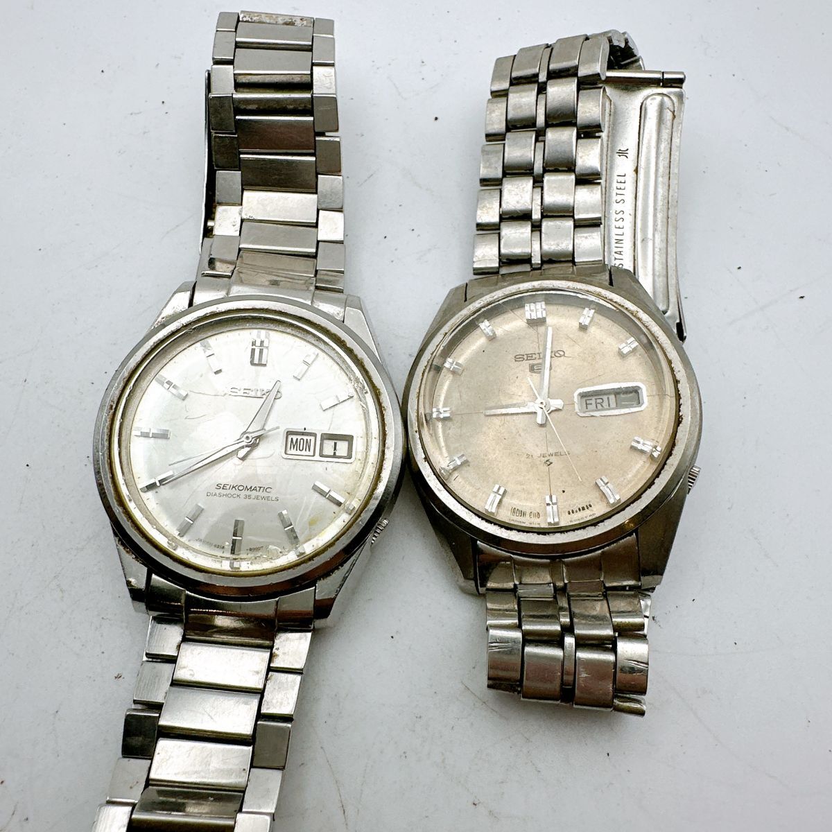 SEIKO セイコーマチック セイコー５ 6218 6119 3B4 1円スタート ジャンク 機械式 メンズ腕時計 レア 希少品 ビンテージ シルバー