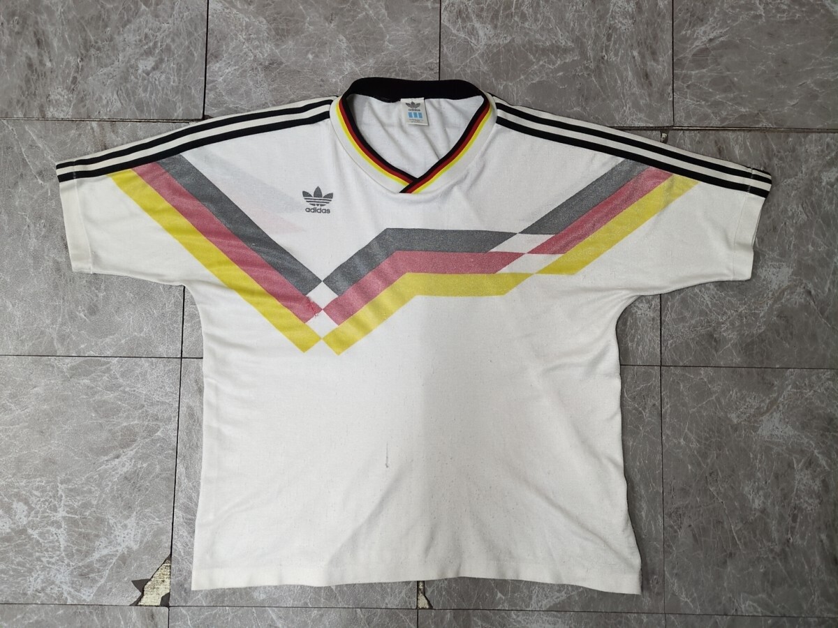 15. 88/90 ドイツ代表 80s90s アディダス デサント製 デカロゴ ヴィンテージ サッカー ユニフォーム ゲーム シャツ 半袖 adidas Ox806