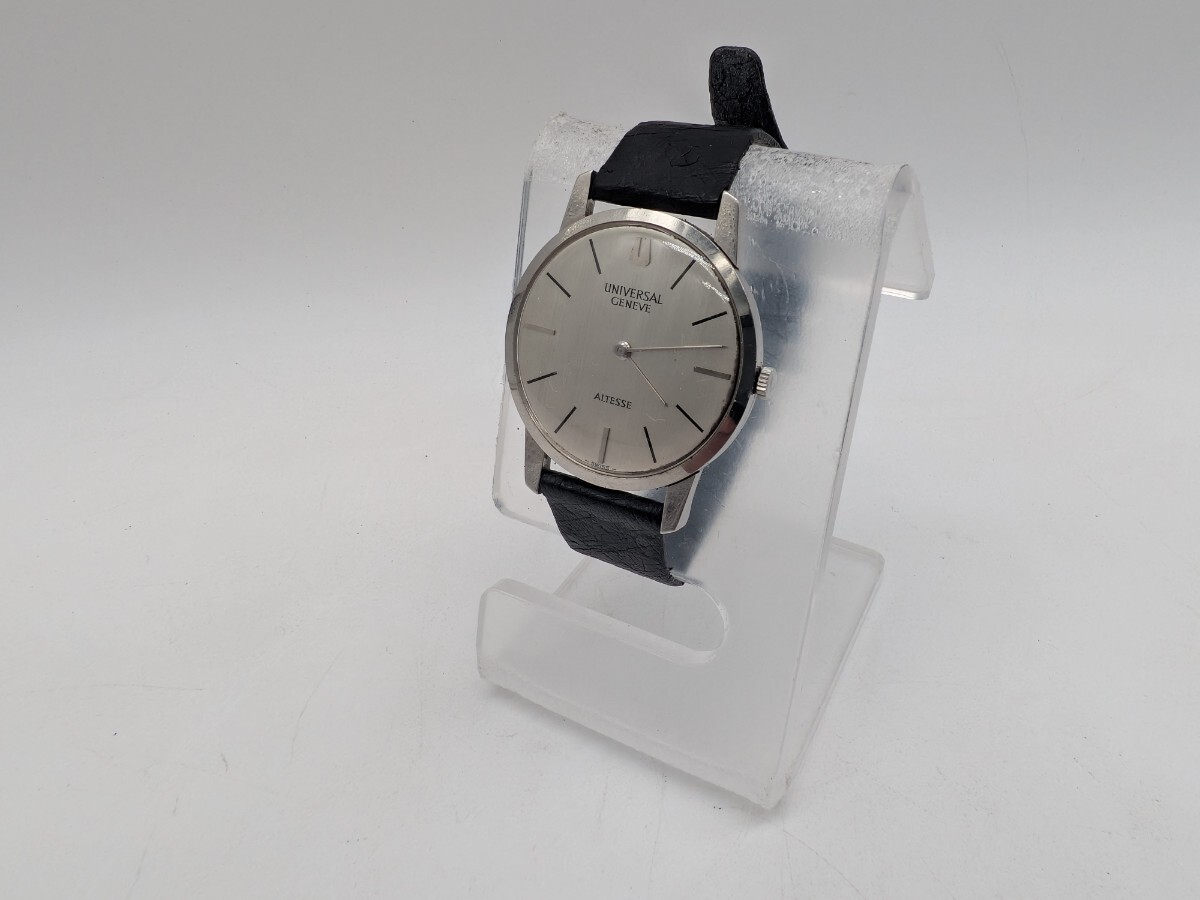 【1円スタート】 UNIVERSAL GENEVE ユニバーサルジュネーブ ラウンド 342101 2912142 シルバー文字盤 腕時計 ※ 動作未確認 革ベルト劣化