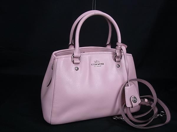 1円 ■美品■ COACH コーチ F34835 レザー 2WAY ハンドバッグ ショルダー 肩掛け 斜め掛けかばん レディース ライトピンク系 FQ7188