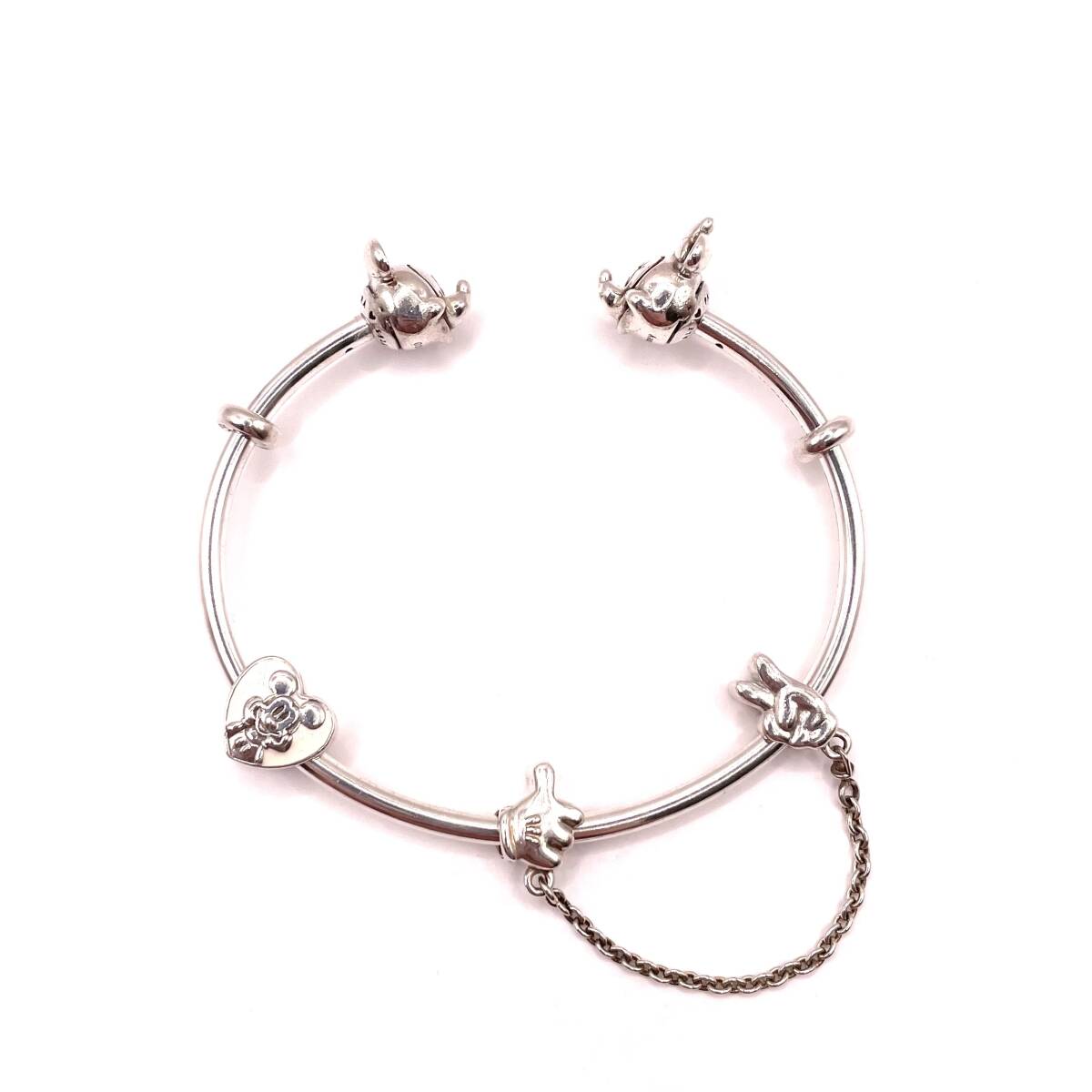 美品 PANDORA パンドラ バングル ブレスレット ディズニー ミッキー ミニー シルバー SV925 総重量約25.9g 241