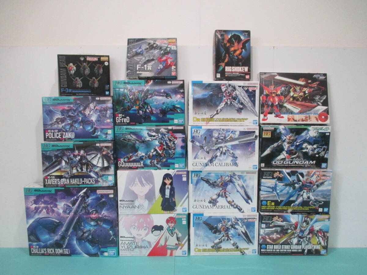 113)未組立 ガンプラ まとめ 18点 一番くじ C D F賞/MG/HG/水星の魔女/SEED MSV/OO/GQuuuuuuX/Figure-rise Standard/ビルドファイターズ 等