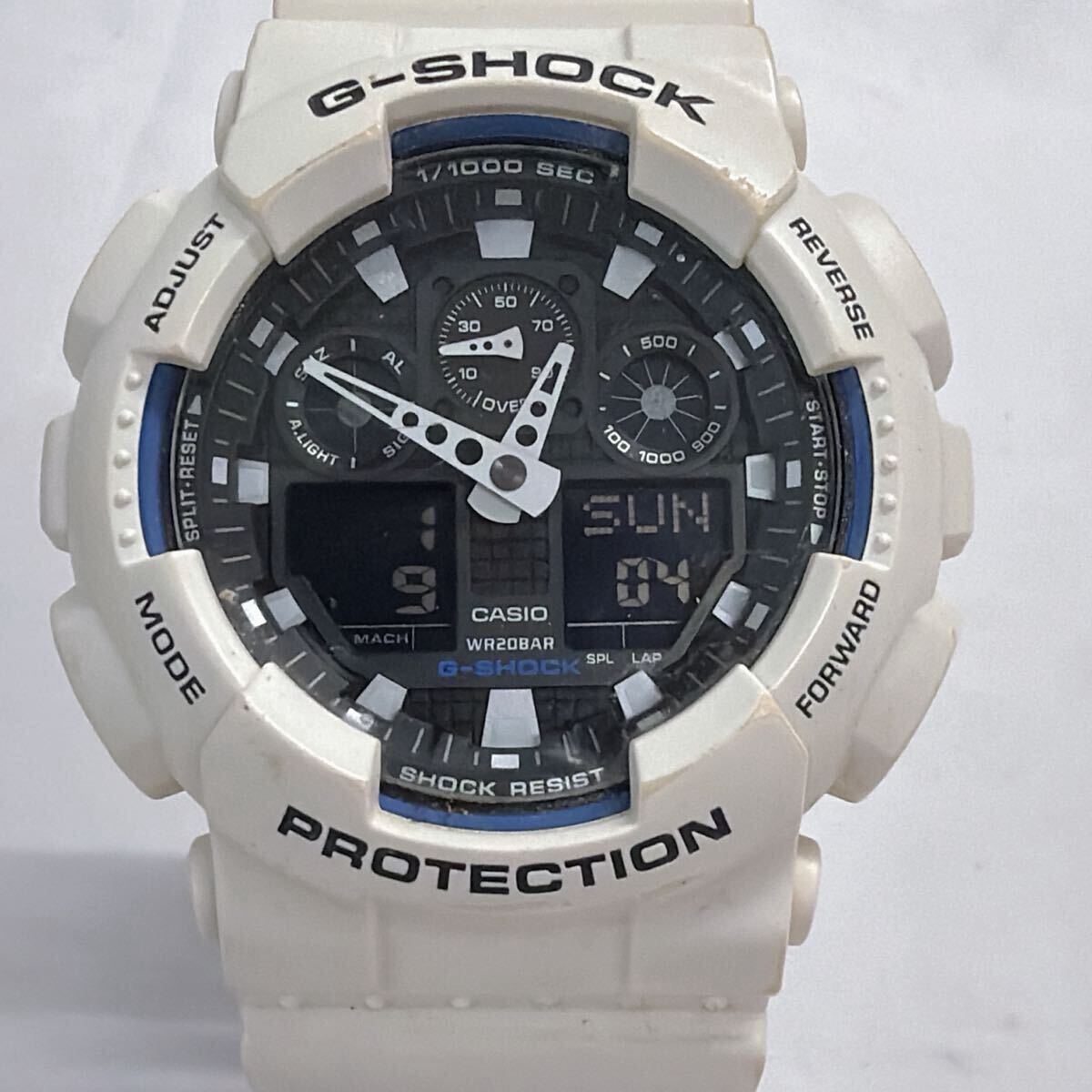 1円スタート 美品！稼働 CASIO カシオ G-SHOCK Gショック 腕時計 GA-100B QZ クォーツ ラバー デジアナ ブラック文字盤【4643】