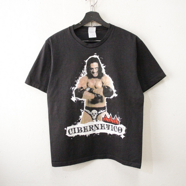 J493 2000年代製 DELTA デルタ 半袖Tシャツ ブラック 黒 プロレス CIBERNETICO シベルネティコ AAA■00s 表記XLサイズ ブラック 黒 古着 