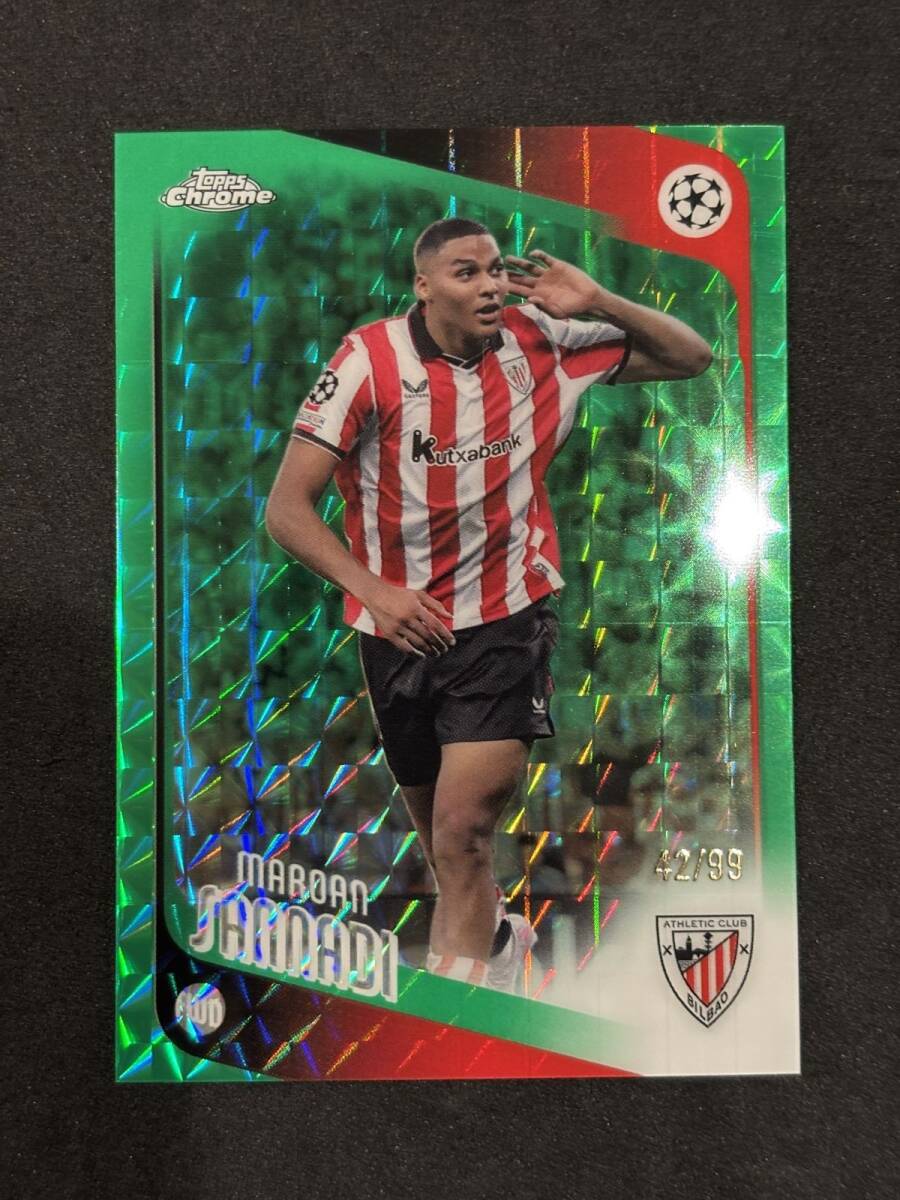2025-26 Topps Chrome UEFA Competitions Soccer Maroan Sannadi Green Geometric Refractor /99