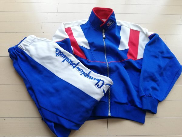 90s チャンピオン ジャージ 上下 セットアップ Lサイズ トラックジャケット パンツ ブルー系 日本製　JT02