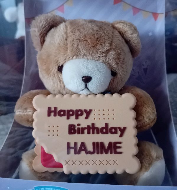 super silly hajime birthday bear but remember to buy stuff together and not seperately LOL